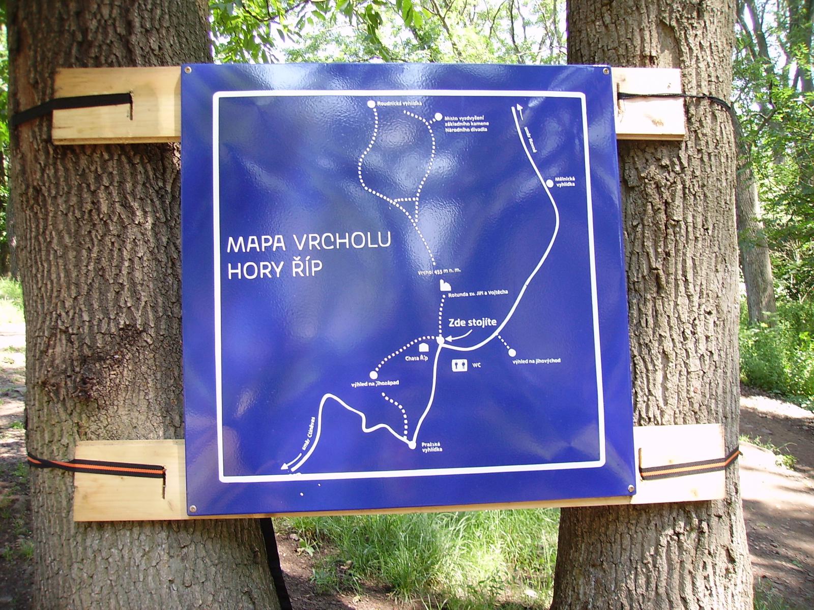 Mapa vrcholu Řípu